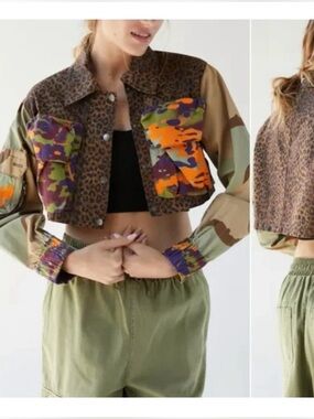 BDG Urban Outfitters Jenny Printed Cropped Utility Jacket